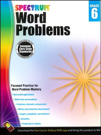 Spectrum Word Problems Grade 6 workbook cover