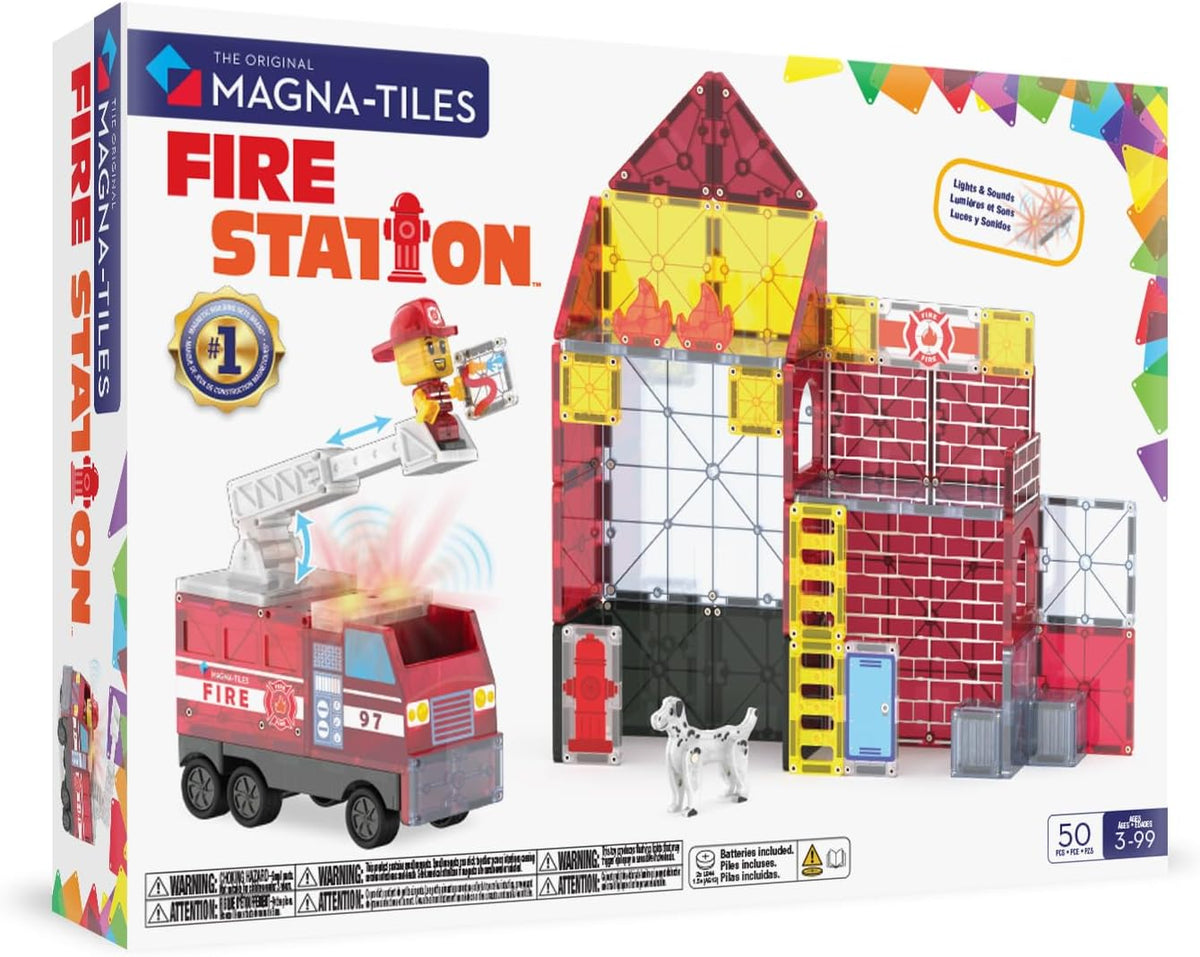 Magna-Tiles Fire Station 50-Piece Magnetic Construction Set
