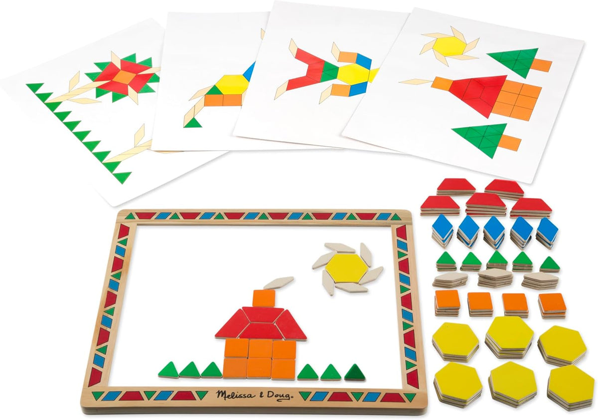 Melissa & Doug Deluxe Wooden Magnetic Pattern Blocks Set