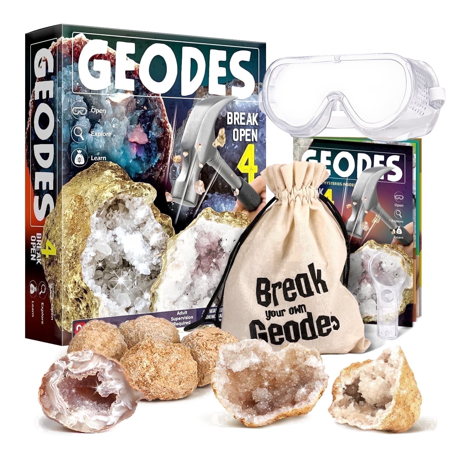 Premium Geode Breaking Kit 4 Jumbo Agate Geodes