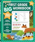 First Grade Big Workbook by Gold Stars on a black background
