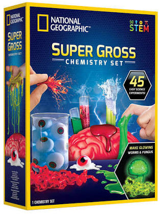 National Geographic Super Gross Chemistry Set packaging with colorful graphics on a white background