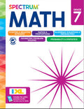 Spectrum Math Grade 7 textbook cover with colorful design and IXL logo.