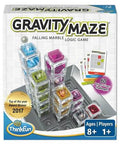 Gravity Maze packaging with marble running through clear blocks on a white background