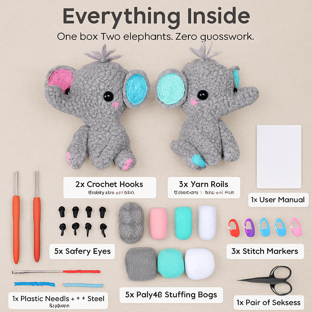 Succulents Crochet Kit for Beginners with 4 Patterns