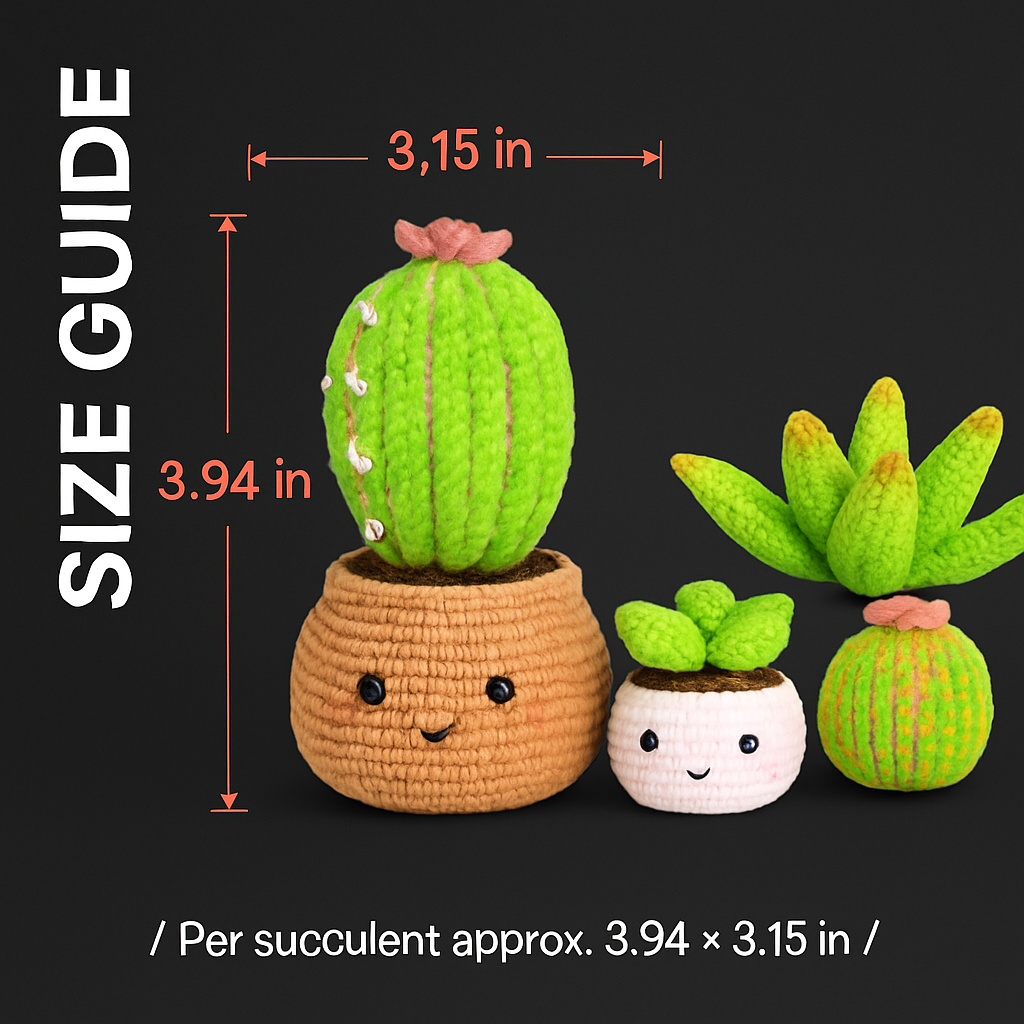 Succulents Crochet Kit for Beginners with 4 Patterns
