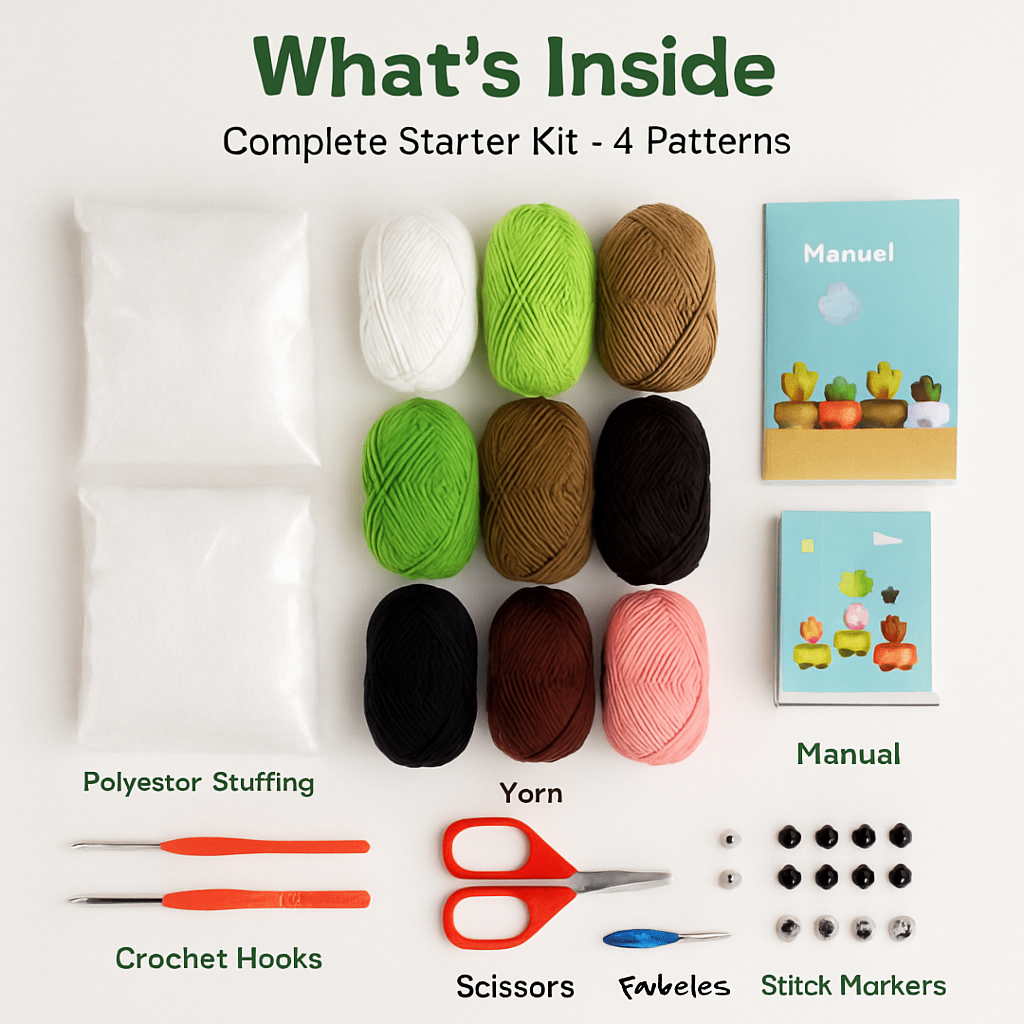 Succulents Crochet Kit for Beginners with 4 Patterns